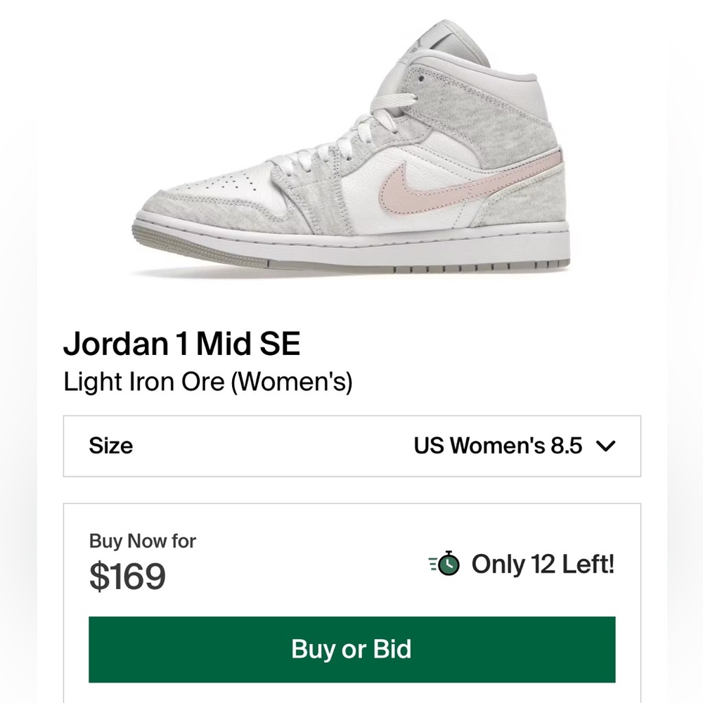 Jordan 1 Mid SE Light Iron Ore